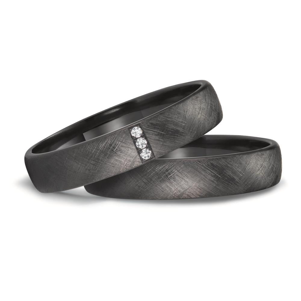 Zirconium black wedding ring set