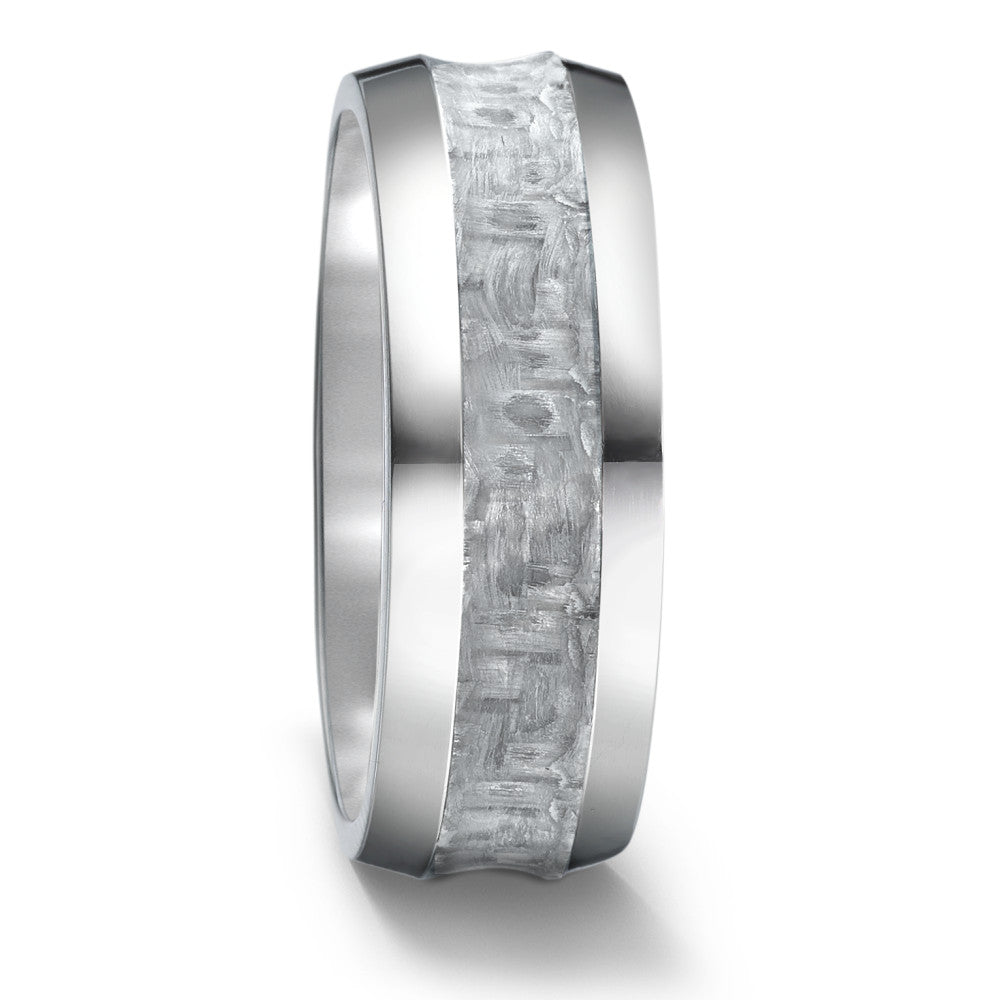 Bevelled edge titanium and carbon fibre men's wedding ring band.Titanium wedding ring band with forged carbon fibre. 8mm wide uk