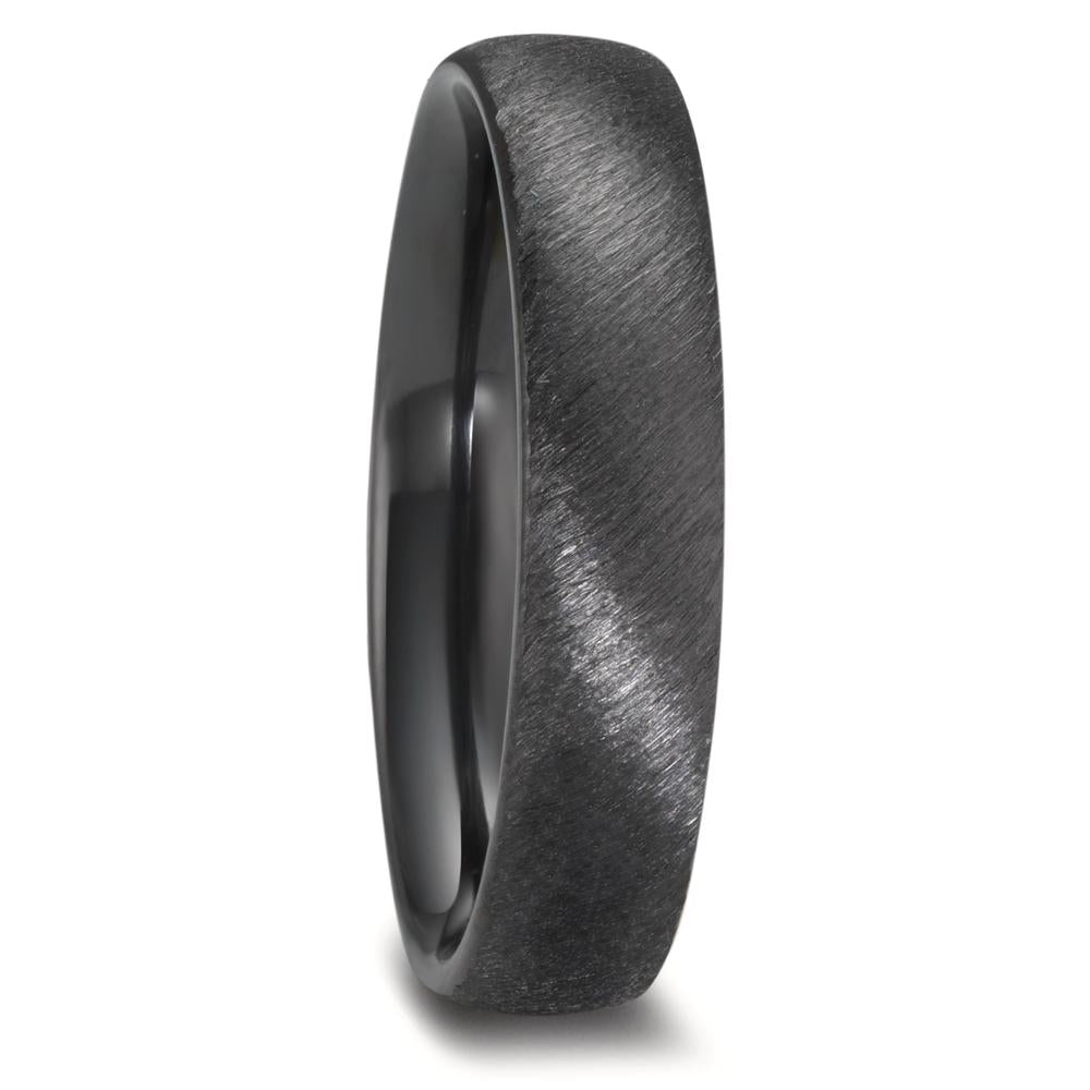 Diagonal Matt Black Zirconium Wedding Ring Band 5mm or 6mm