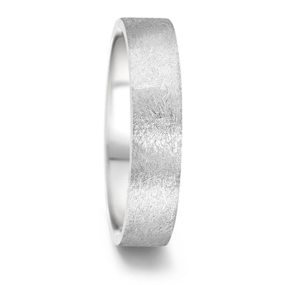 Stainless steel wedding ring band with ice brushed finish. icy matt finish and polished inside