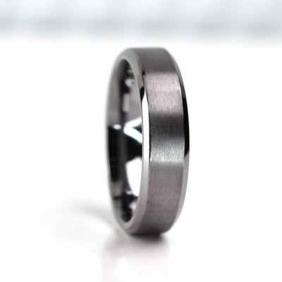 6mm Tantalum wedding ring band for men matte polished flat alternative metal