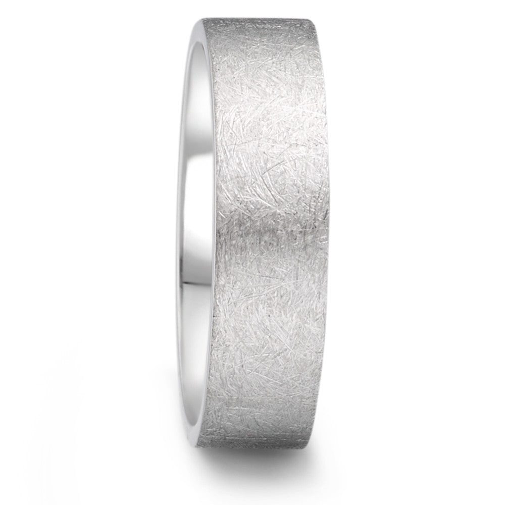 Stainless steel mans wedding ring band with ice brushed finish. icy matt finish and polished inside