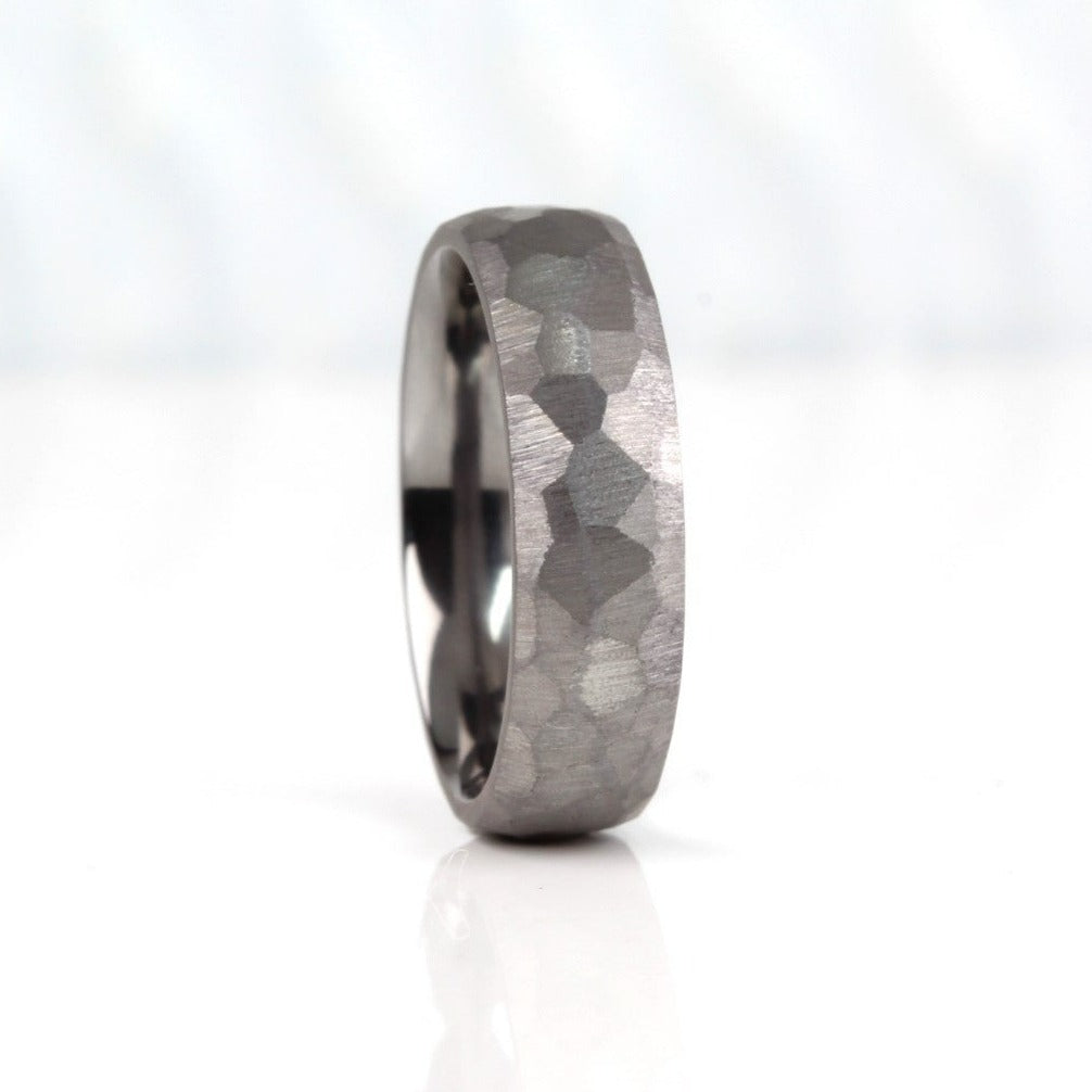 Tantalum Faceted - Hammered Effect - Textured, Ultra comfort fit, Wedding Ring