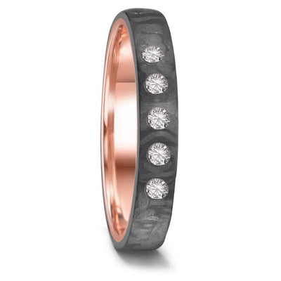 Custom - Carbon Fibre & Rose Gold Engagement ring 5 diamonds (.25ct)