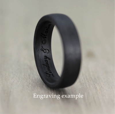 Diagonal Matt Black Zirconium Wedding Ring Band 5mm or 6mm