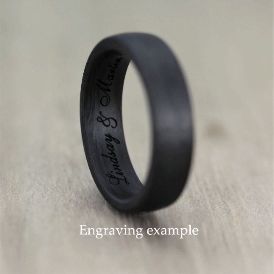 Polished Black Zirconium Wedding Ring Band with 3 Diamonds