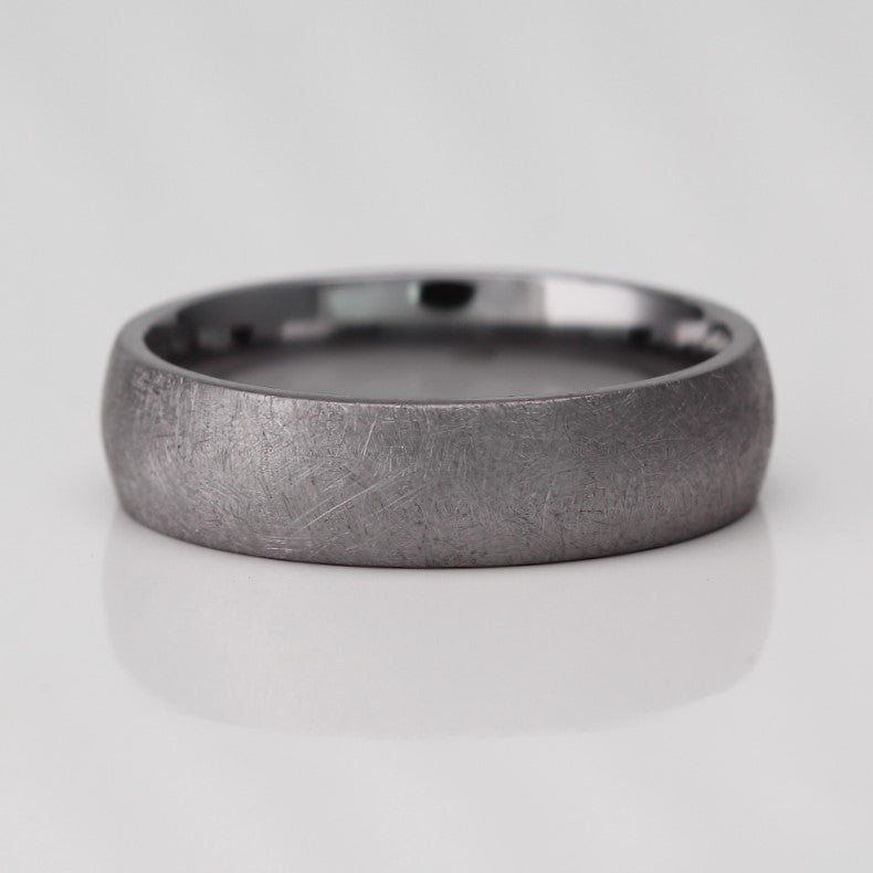 Tantalum wedding ring band in 6mm wide heavy matte finish and polished inside
