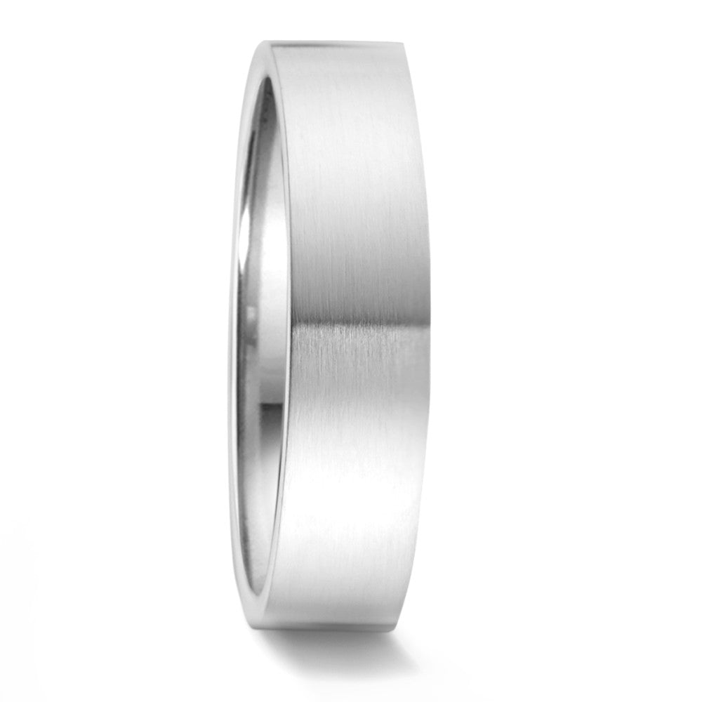 Stainless steel wedding ring band 5mm wide brushed and polished flat shape with comfort fit