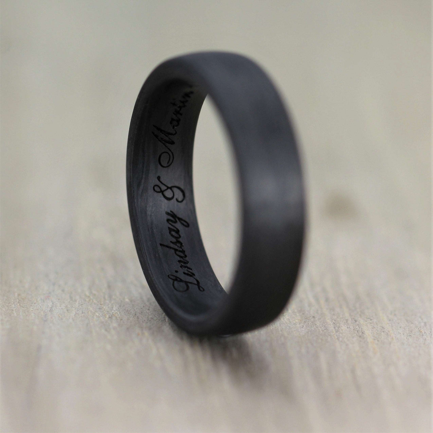 4mm Carbon Fibre & Rose Gold Inlay Wedding Ring
