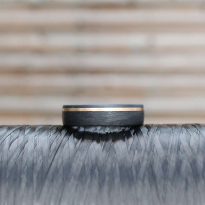 4mm Carbon Fibre & Rose Gold Inlay Wedding Ring band