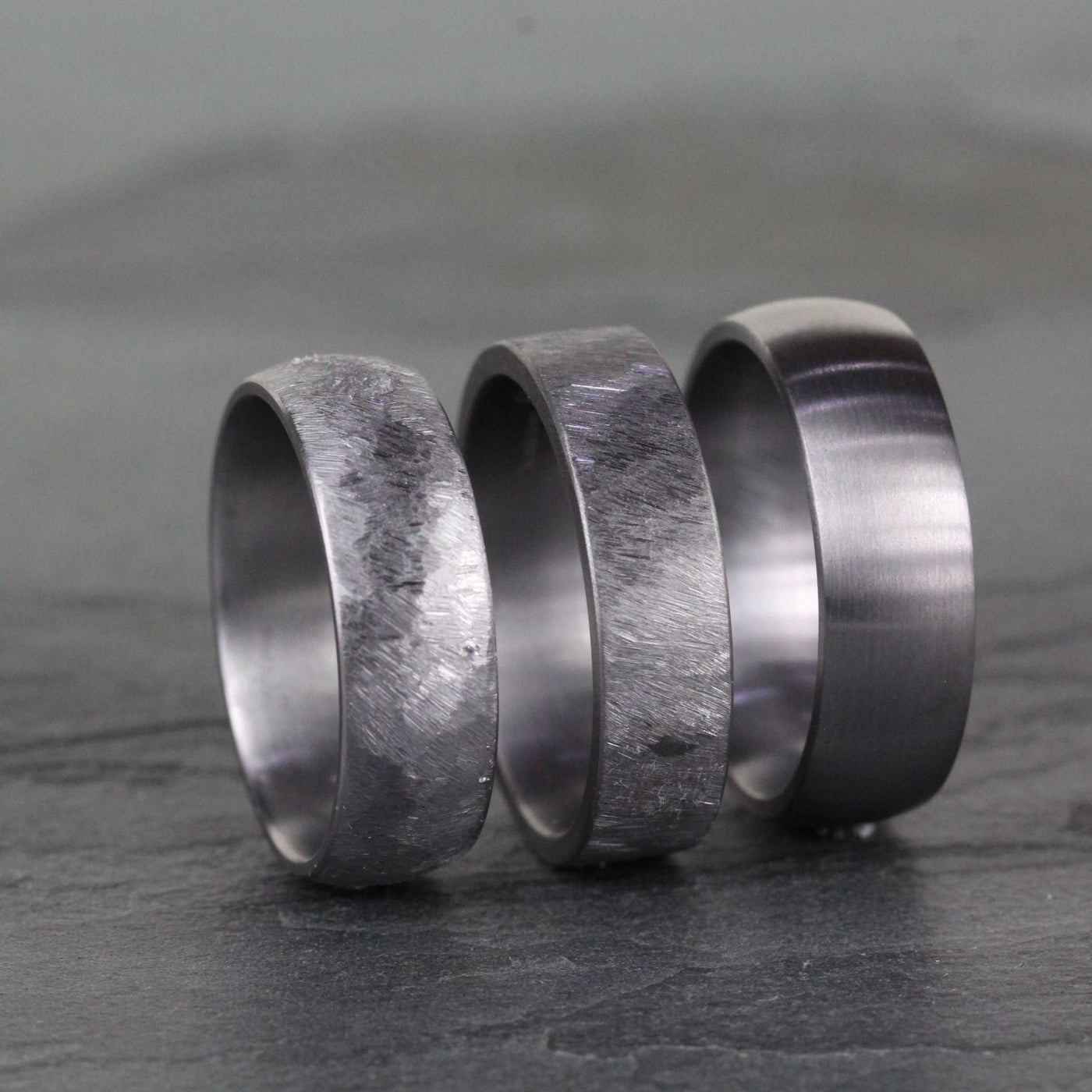 Tantalum wedding rings in a choice of style and widths. New designs for 2022