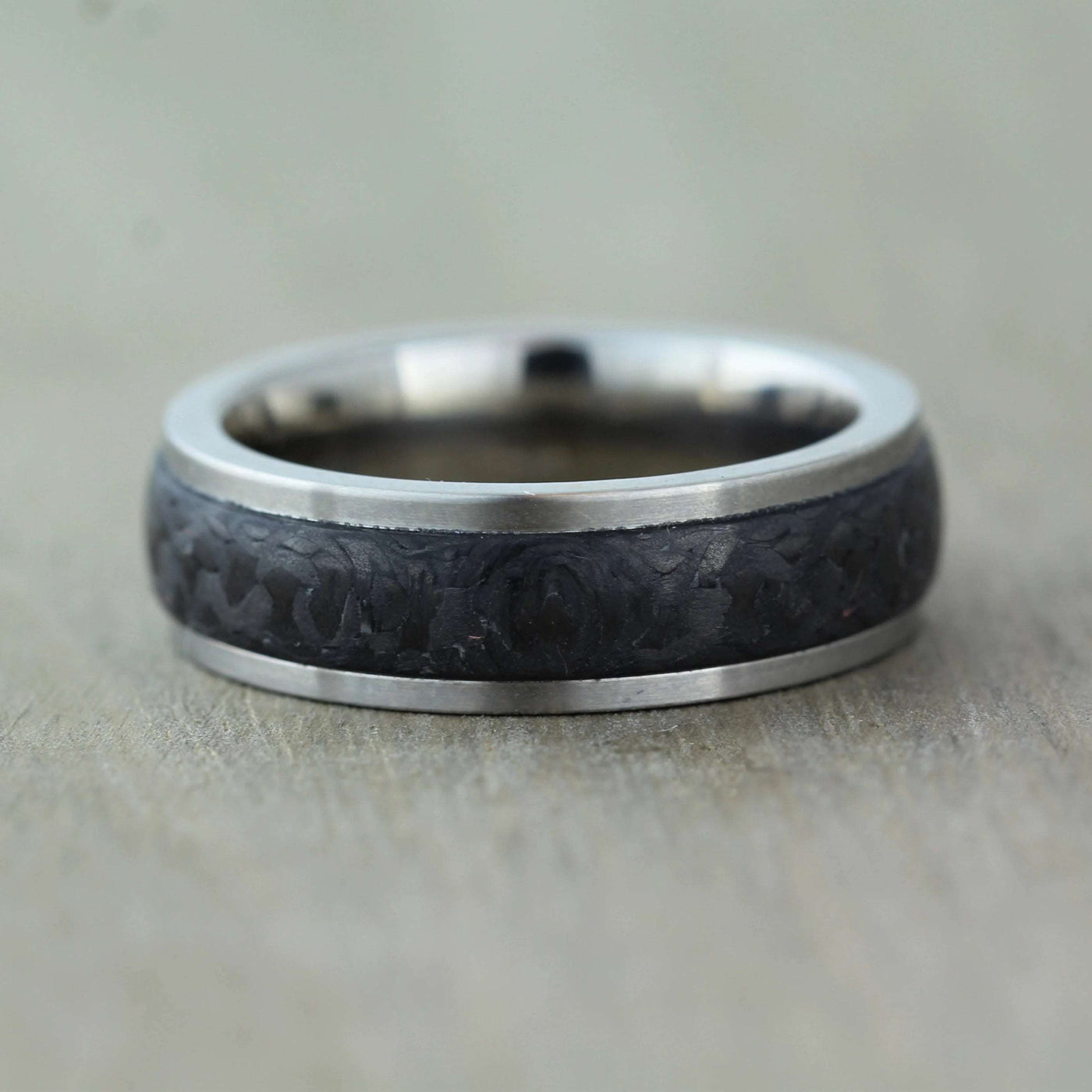 Titanium & Textured Carbon Fibre Ring with FREE Engraving!
