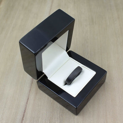 Carbon fibre wedding ring band uk for men. classic court shape brushed