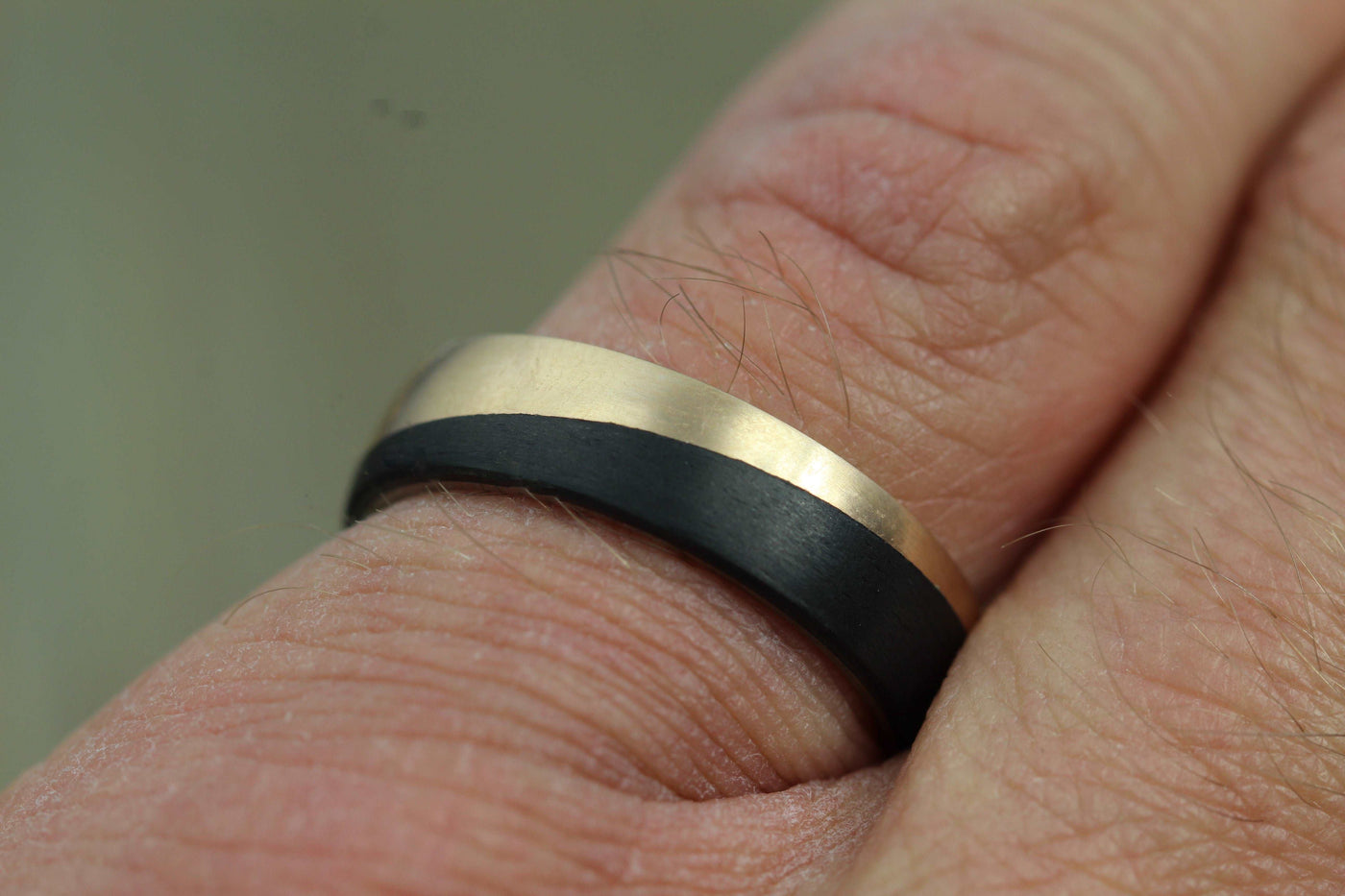 Bronze & Black Carbon Fibre Wave Wedding Ring band 5.5mm Wide