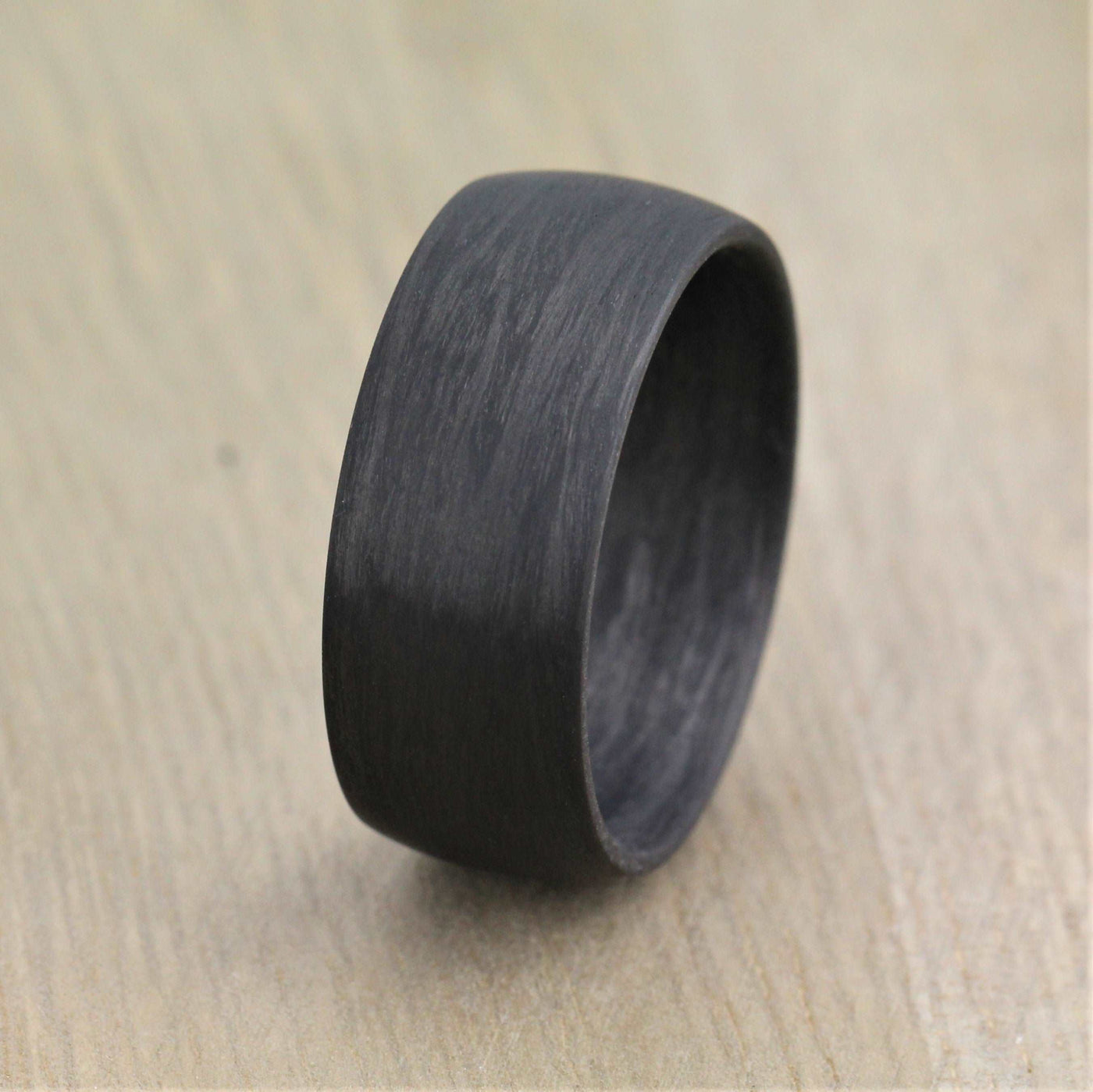 Carbon Fibre, Domed Wedding Ring, Comfort fit & FREE Engraving! (7 to 9mm) Black carbon Fibre Wedding ring band in 8mm width