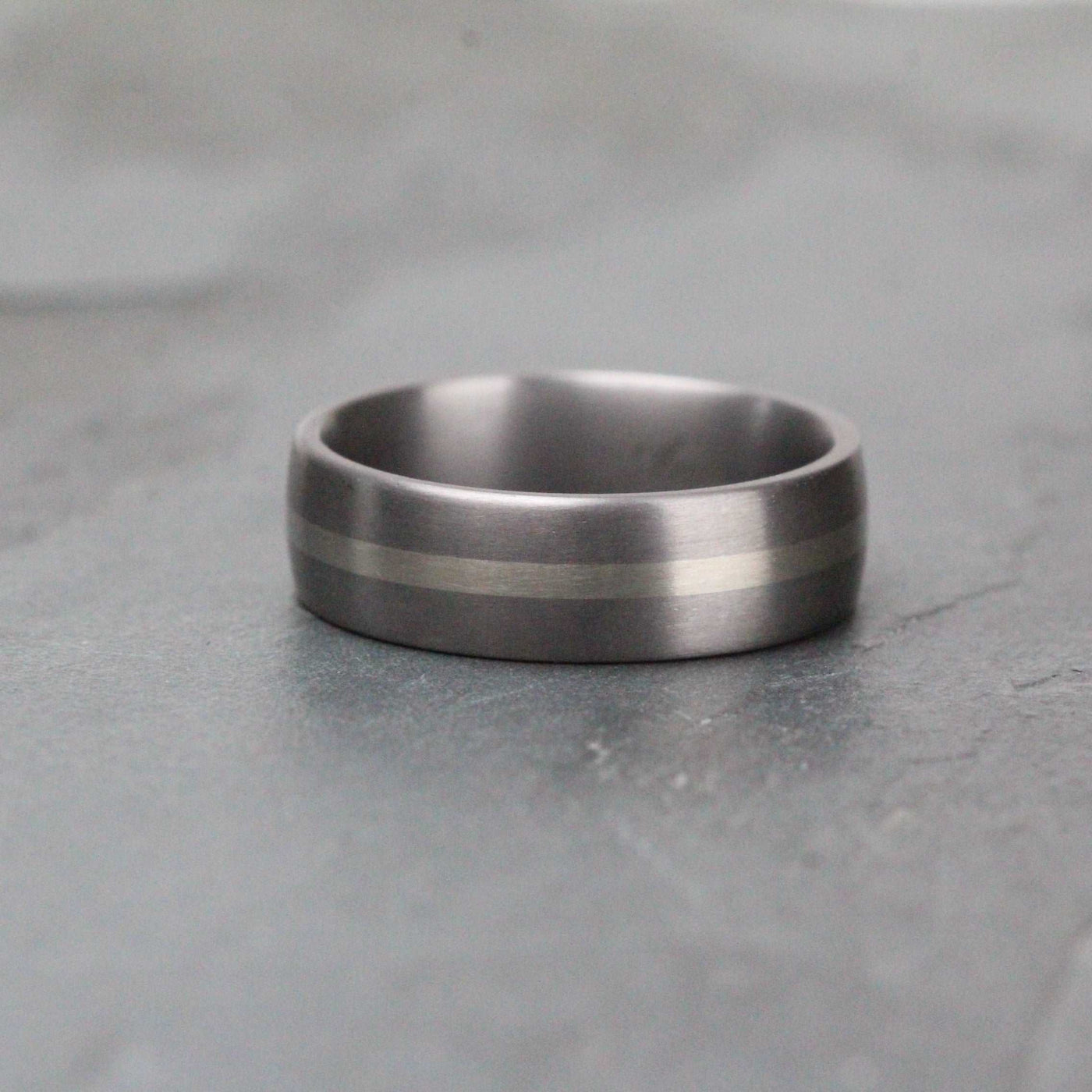 tantalum and Palladium wedding ring in a brushed finish 7mm wide