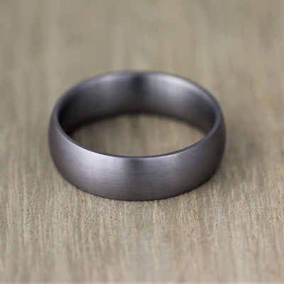 Court shape Tantalum wedding ring. comfort fit in brushed finish