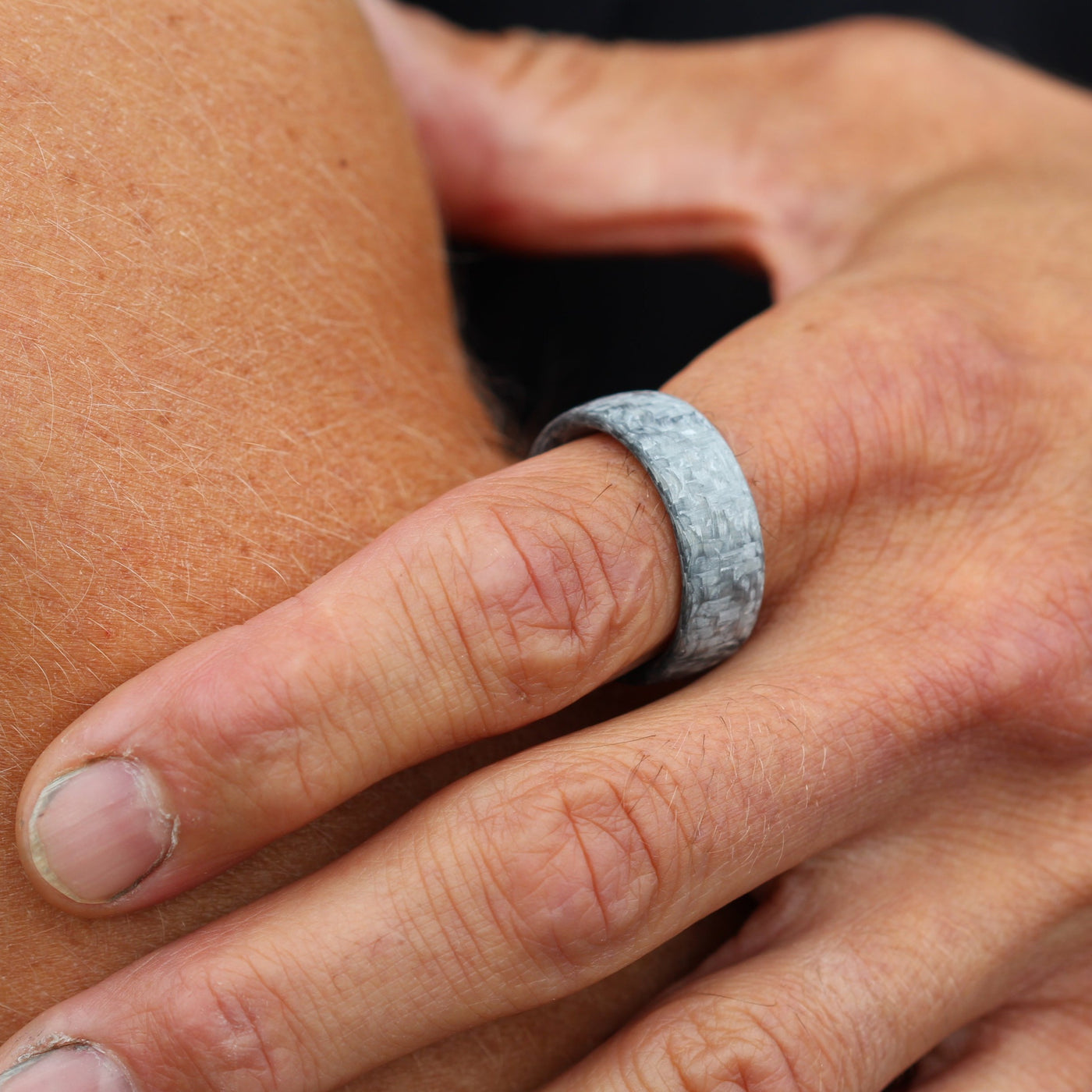 men's carbon fibre wedding ring in 6mm wide court shape
