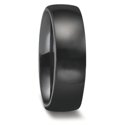 6mm Polished men's black Wedding Ring band in Zirconium. court shape and comfort fit. black and hard wearing men's alternative wedding ring
