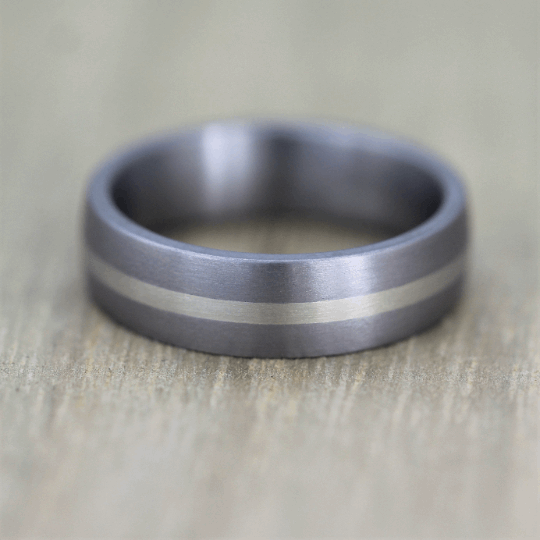 tantalum wedding ring with palladium central inlay
