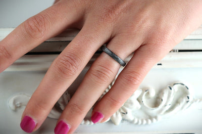 Zirconium black wedding band ring - 3mm wide comfort fit