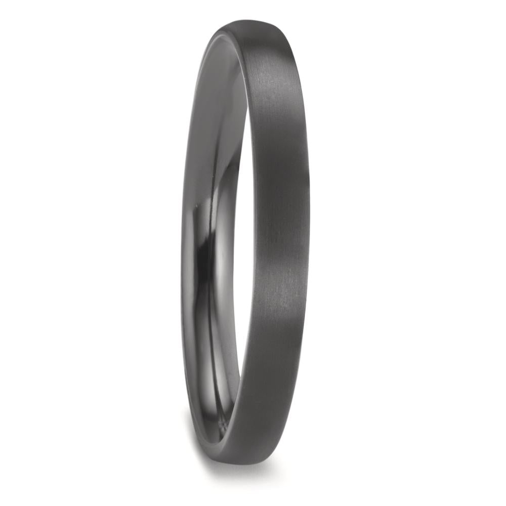 3mm slim black wedding ring band in a soft brushed matt finish. hard wearing alternative metal for men and woman