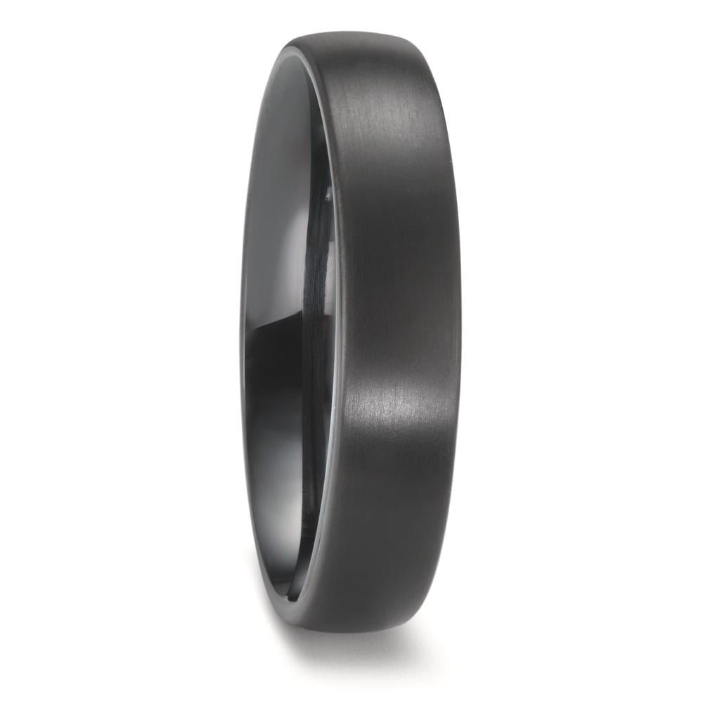 5mm or 6mm Black zirconium wedding ring for men and woman. a hard wearing alternative metal with a brushed matt finish
