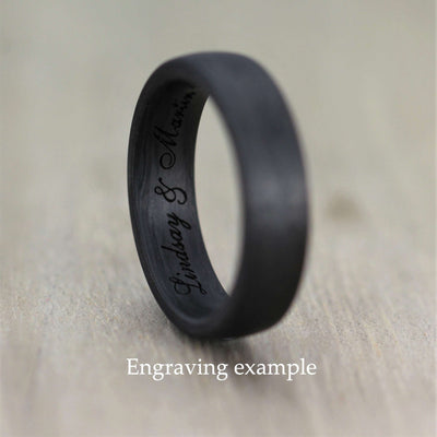 Wide Carbon Fibre, Domed Ring, Comfort fit & FREE Engraving! (10 to 12mm)