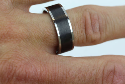Titanium & Carbon Fibre Wedding/Engagement Ring with FREE engraving!
