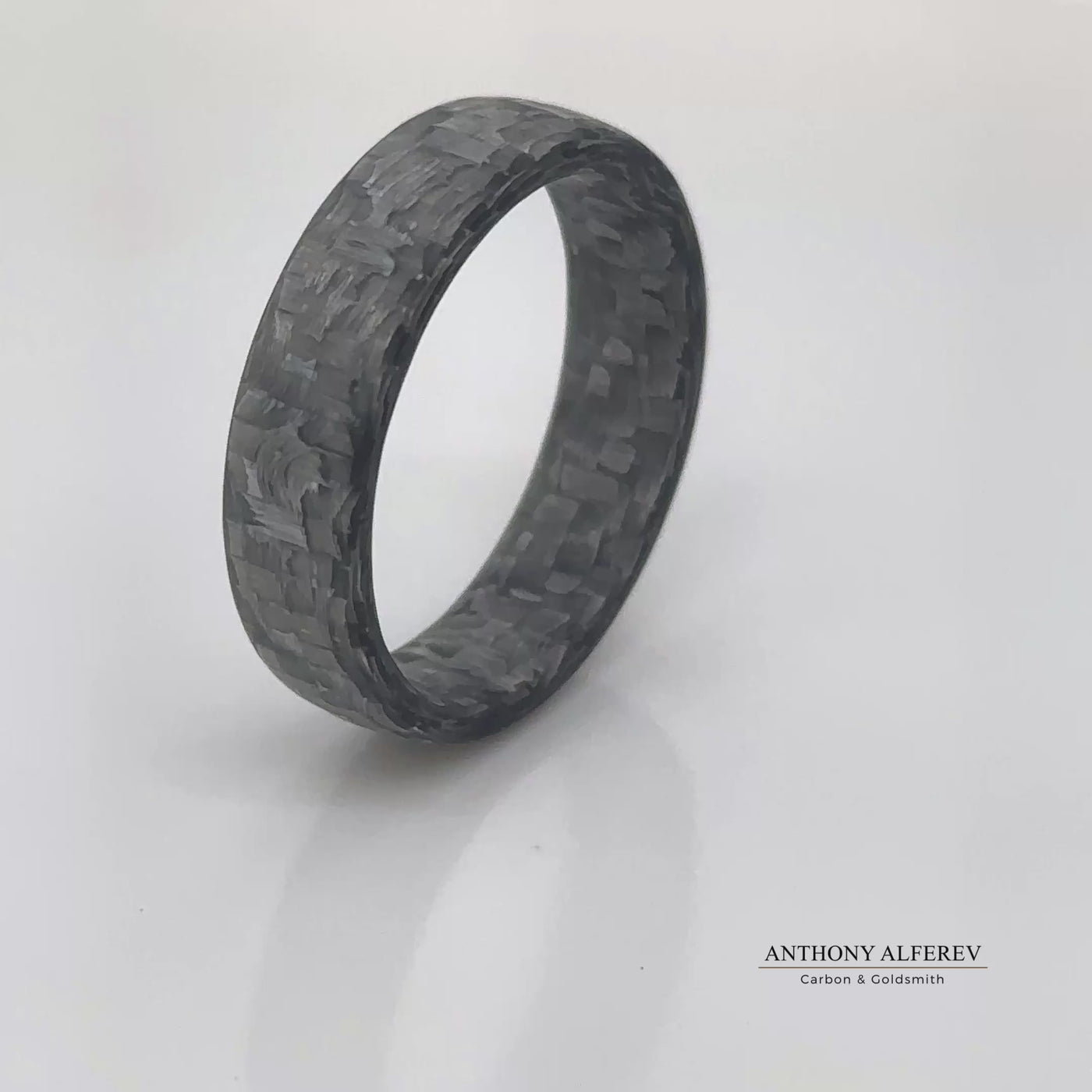 The Warrior - Forged White Carbon Fibre, Wedding Ring Band (5 or 6mm)