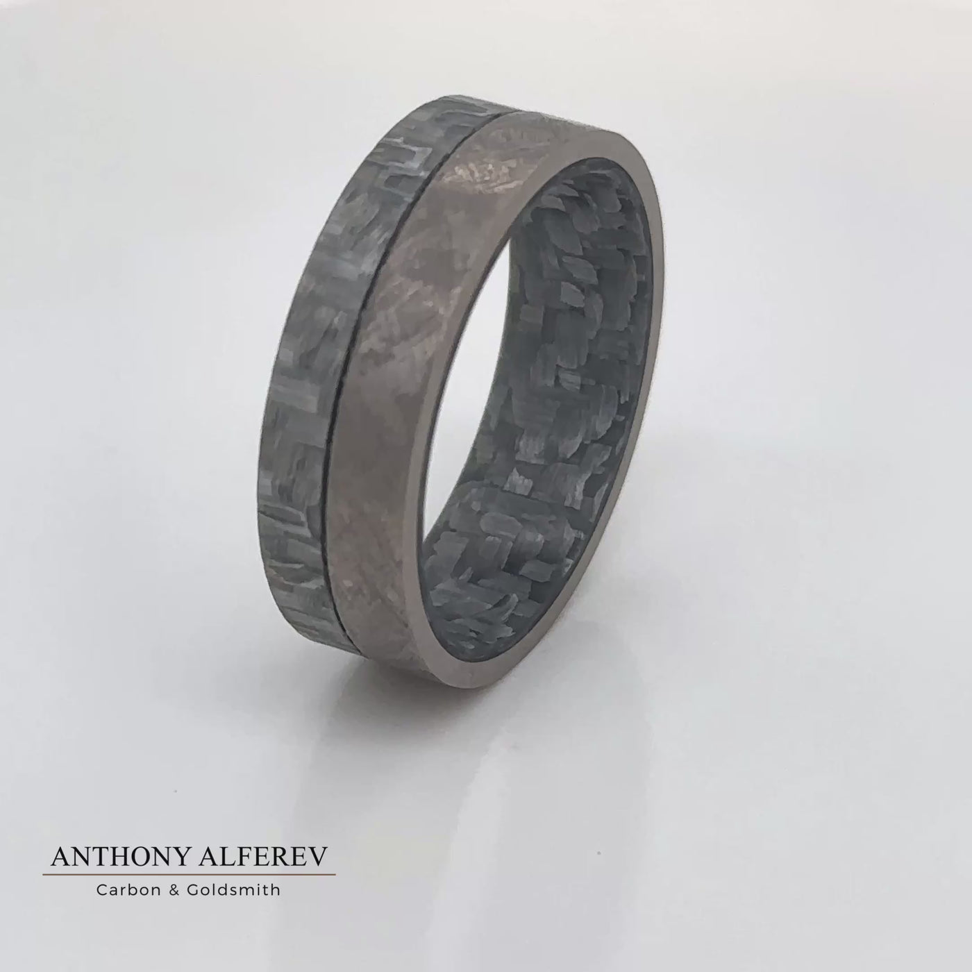 The Colossus - Titanium & Forged, White Carbon Fibre, comfort fit ring