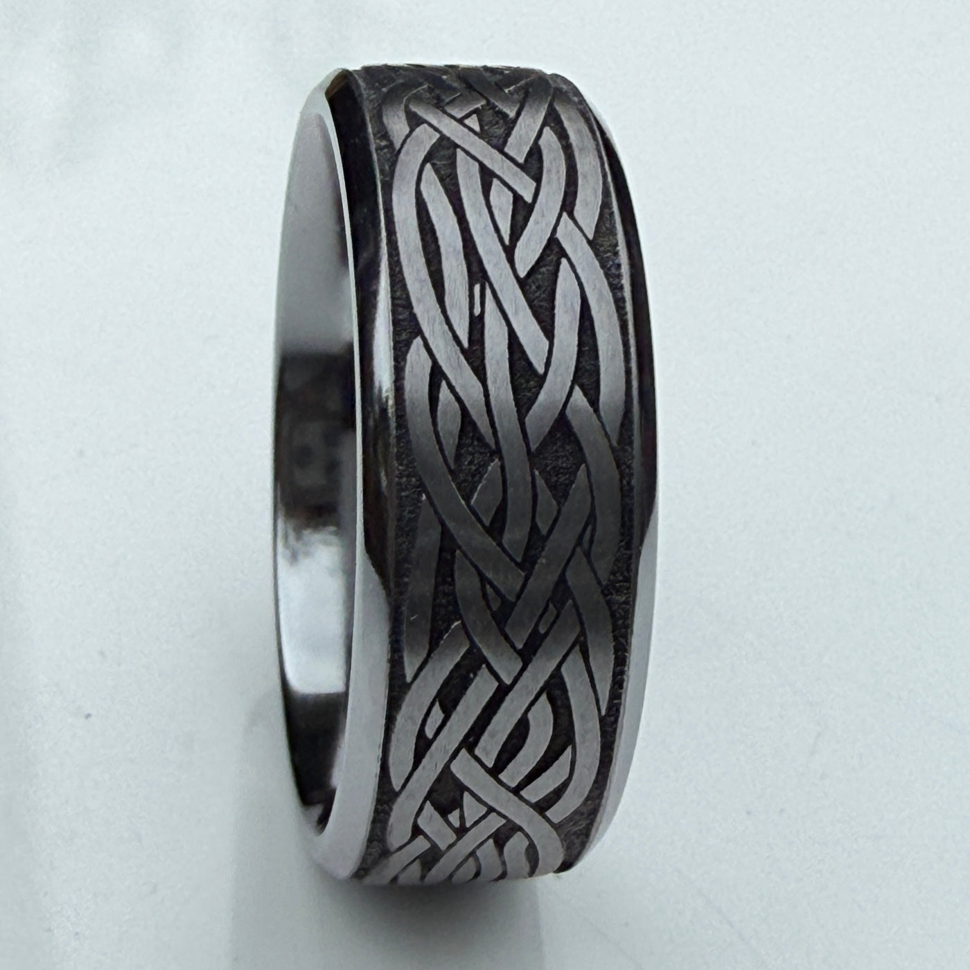 8mm Tantalum Wedding Ring with Bevelled Edges and custom engraving Size U 1/2