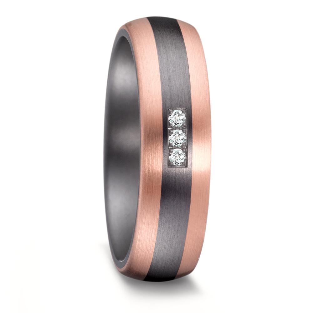 Tantalum Rose Gold and diamond wedding ring in a court shape