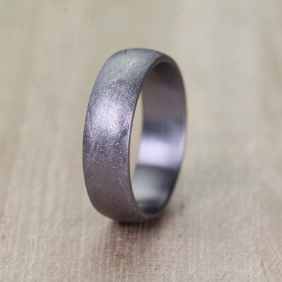 6mm Tantalum Wedding ring for men and woman. Low domed design, court, in a heavy brushed finish