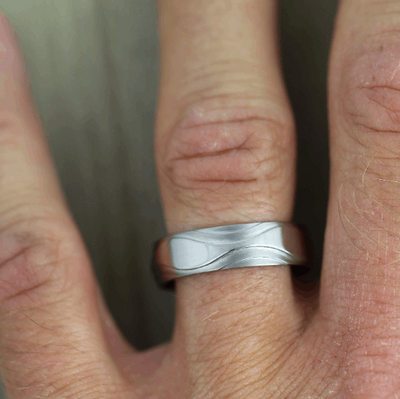 Titanium, Sculpted Wave Ring with FREE Engraving! Available in widths 6 to 10mm
