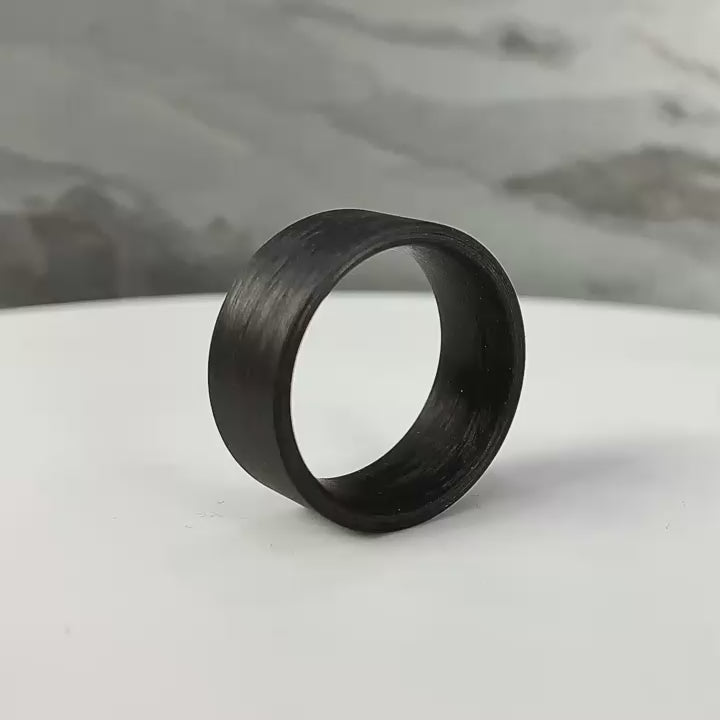 Flat Court, Carbon Fibre Wedding Ring Band FREE engraving! (10 to 12mm)