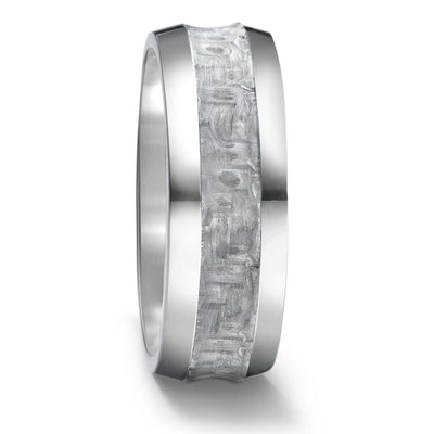 Bevelled edge titanium and forged carbon fibre wedding ring band 8mm polished
