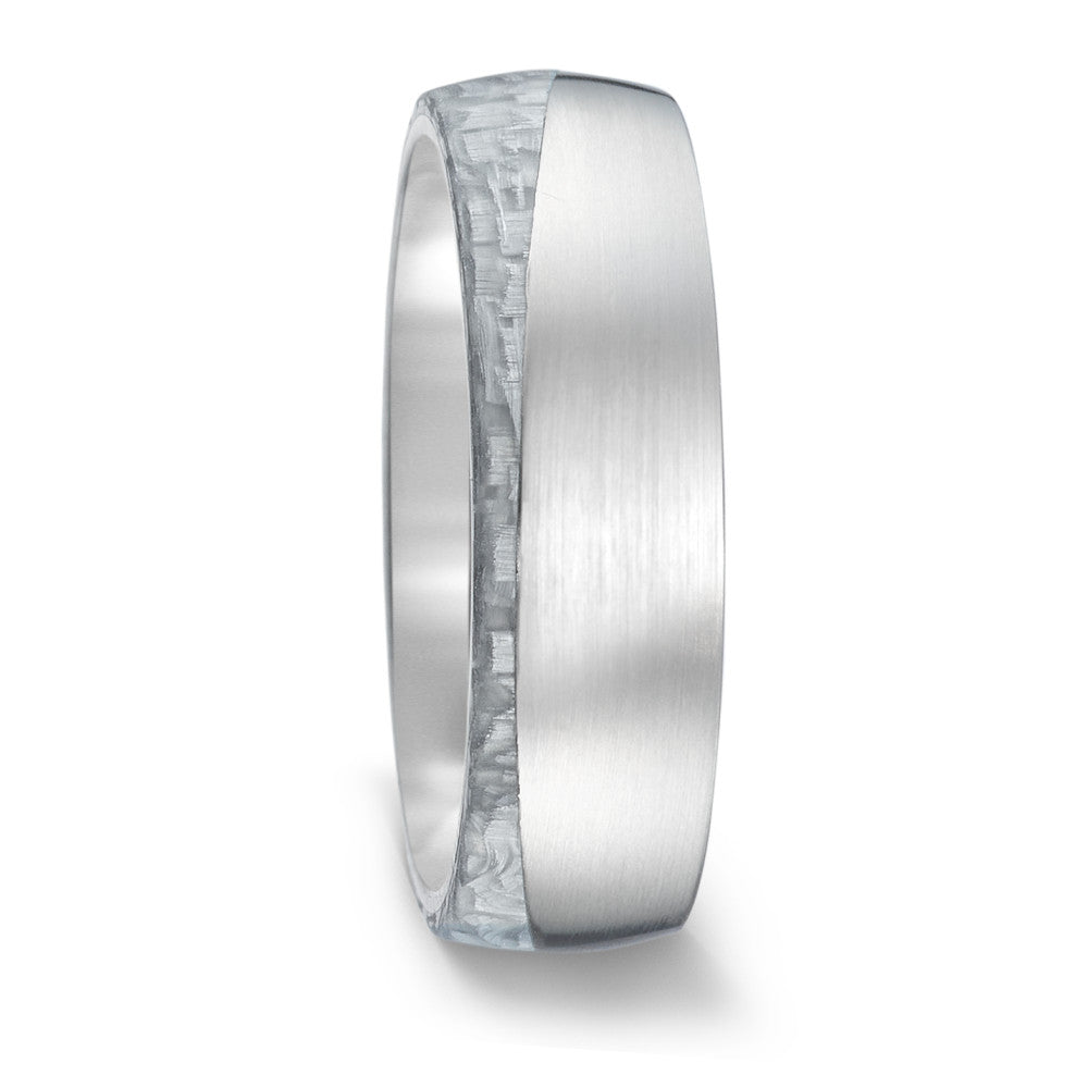 Titanium & Forged, White Carbon Fibre Wave Ring, comfort fit