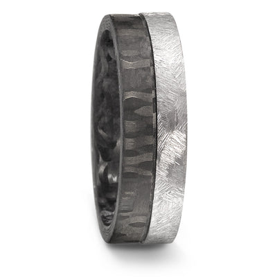 TANTALUM & CARBON FIBRE Wedding Ring, Free engraving 6mm wide
