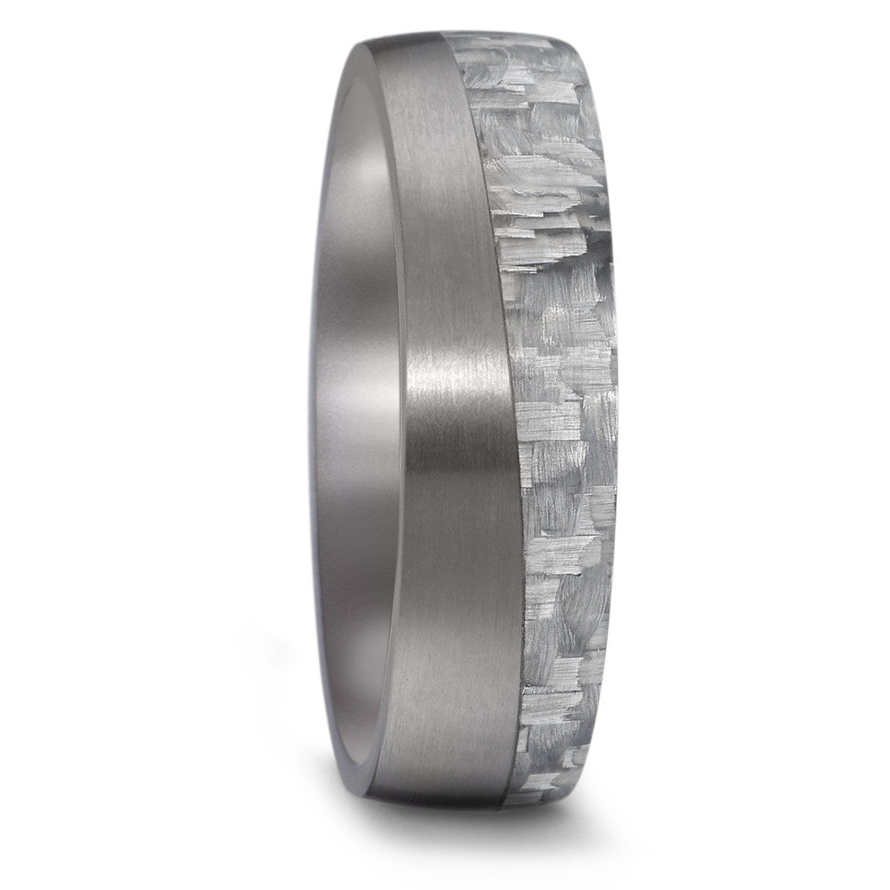 TANTALUM & 'WHITE' CARBON FIBRE Wedding Ring, Free engraving