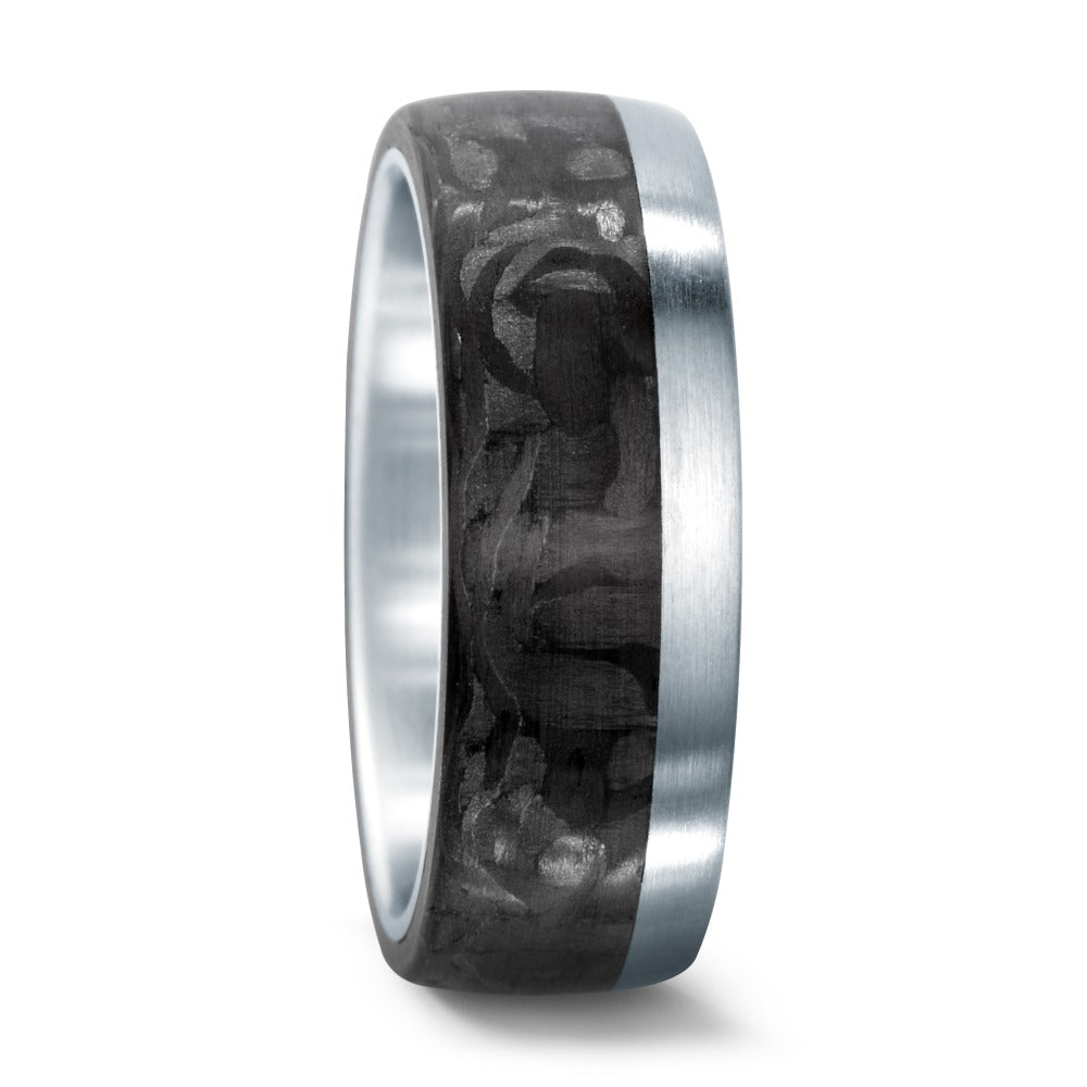 8.5mm wide steel and forged carbon fibre wedding ring