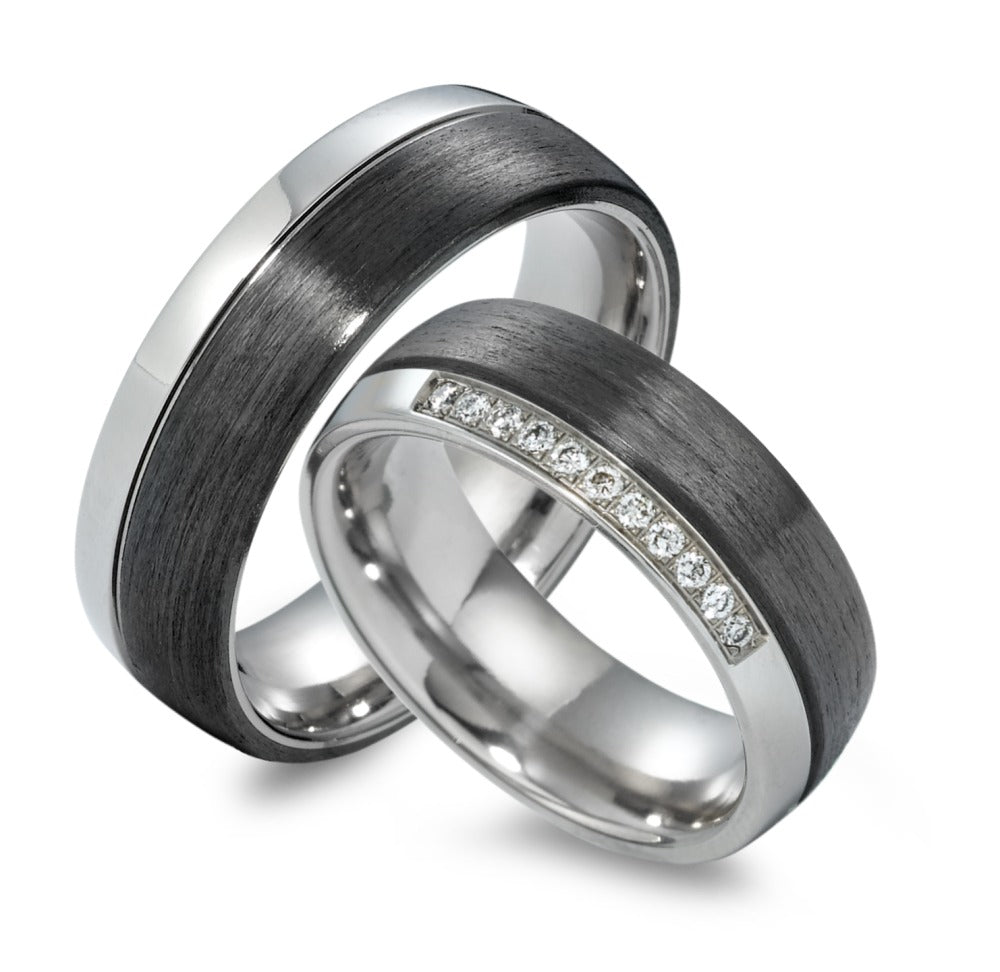 Titanium & Carbon Fibre Wedding Ring Set