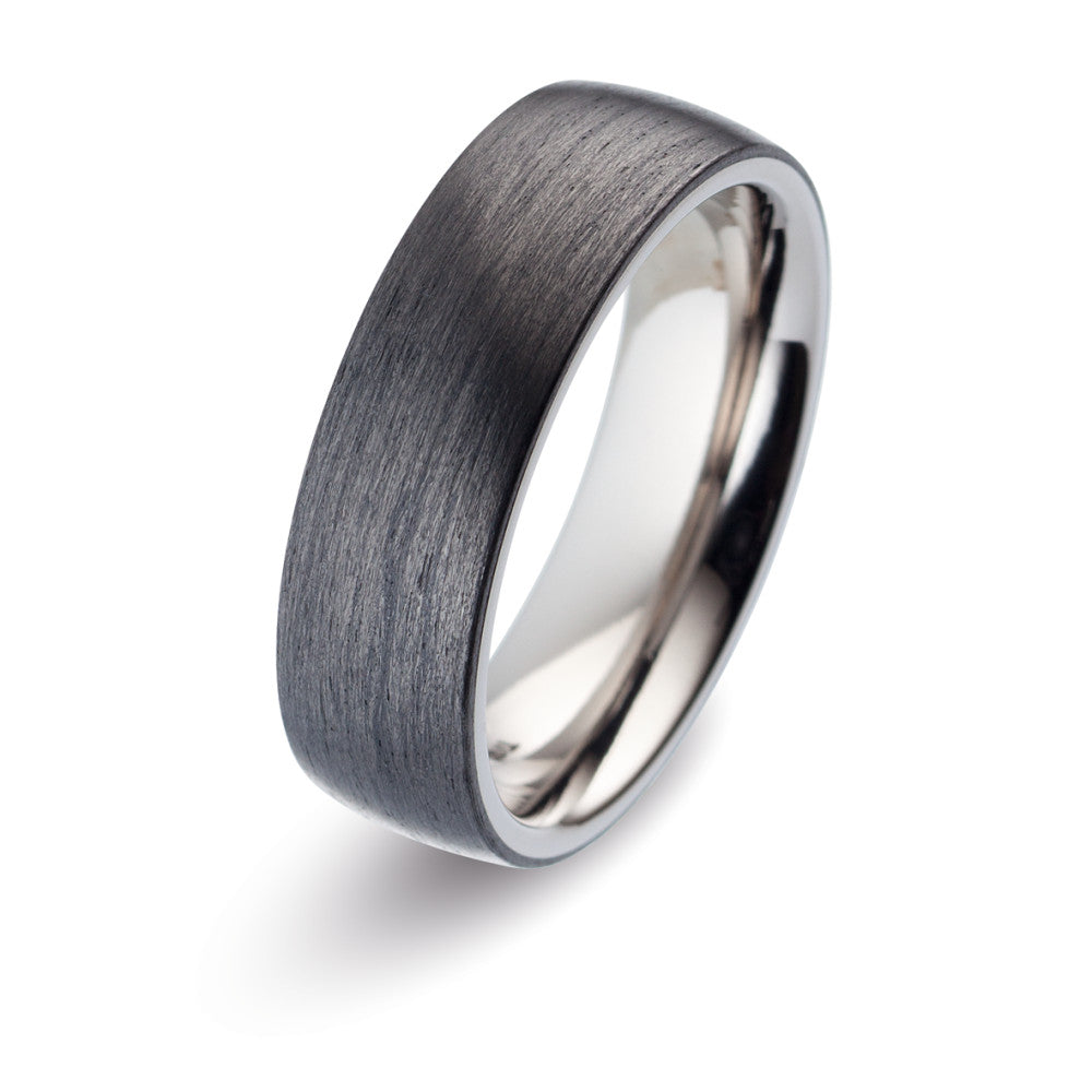 Titanium & Carbon Fibre, Comfort Fit Wedding Ring with FREE Engraving! (5 to 6mm)