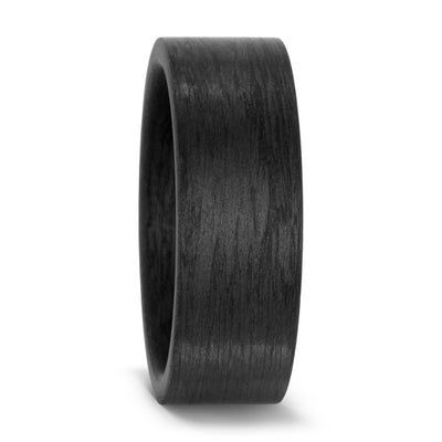 Black carbon Fibre Wedding ring band in 8mm width Flat with comfort fit