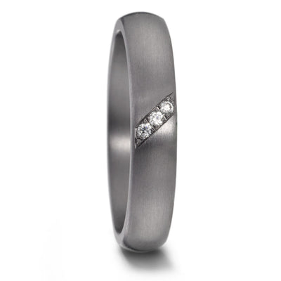 Tantalum wedding ring with diamonds. 3mm wide 