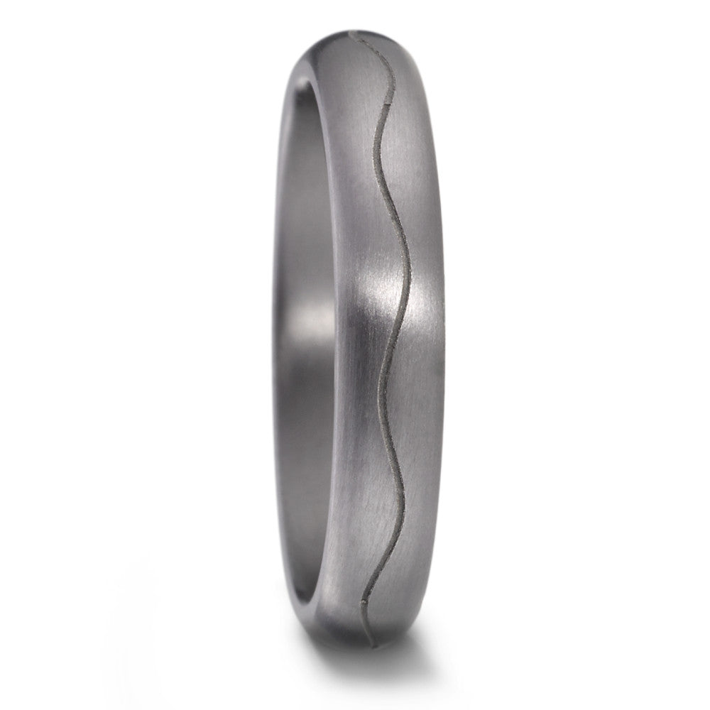 Brushed TANTALUM WAVE & Diamond  wedding ring, Ultra comfort fit 4mm