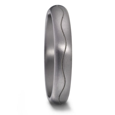 Tantalum Wedding Ring Band 4mm wide with wave detail