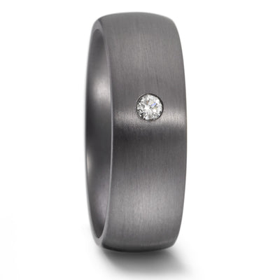 Tantalum wedding ring band. 7mm width set with a diamond. Free engraving