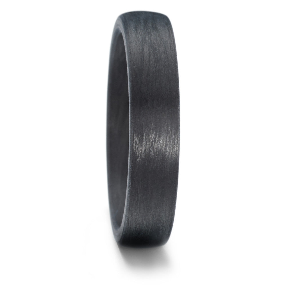Black mans wedding ring ring band in carbon fibre. Court shape brushed 3mm 4mm