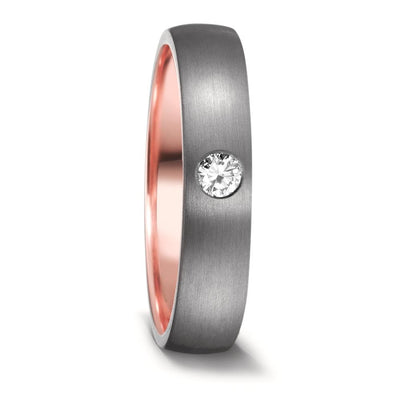 Diamond, Tantalum & 14K Rose Gold Sleeve, Ultra comfort fit, Wedding Ring